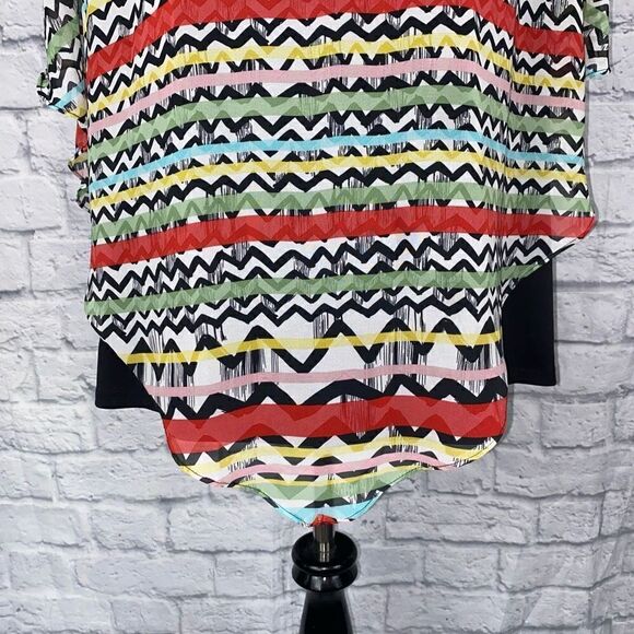 Robert Louis womens LG tank top w/multicolor sheer top - Picture 3 of 12